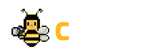 A clipart bee as the logo of CBee with cBee written beside it
